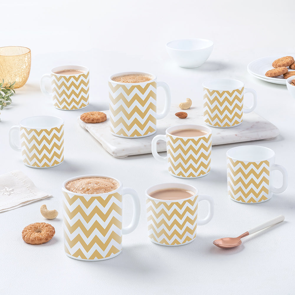 My Borosil Opalware Coffee Mugs & Travel Mugs Gold Waves Mug Set