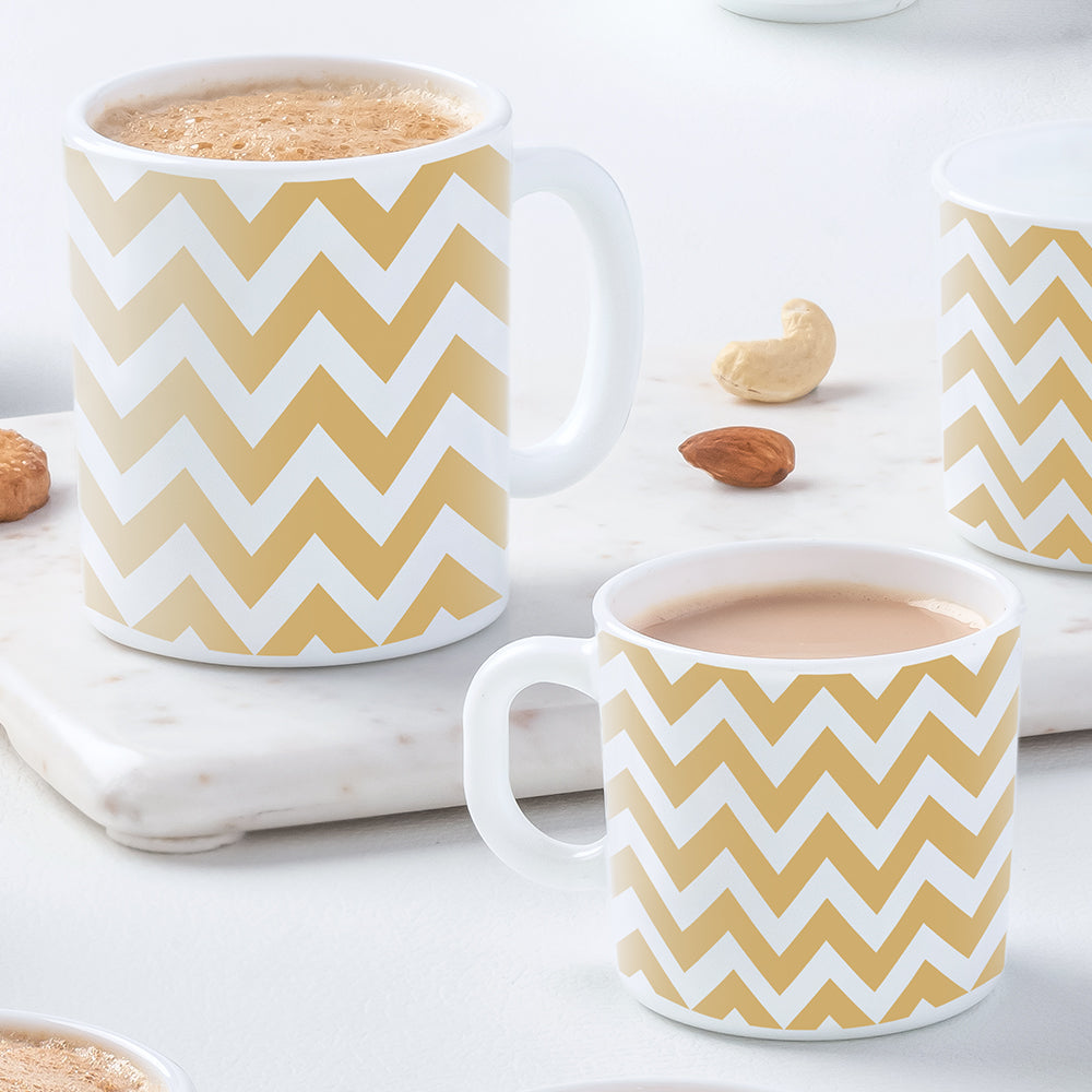 My Borosil Opalware Coffee Mugs & Travel Mugs Gold Waves Mug Set