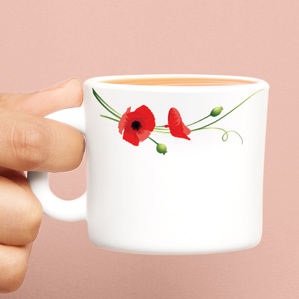 My Borosil Opalware Coffee Mugs & Travel Mugs Larah by Borosil Red Carnation Mug Set