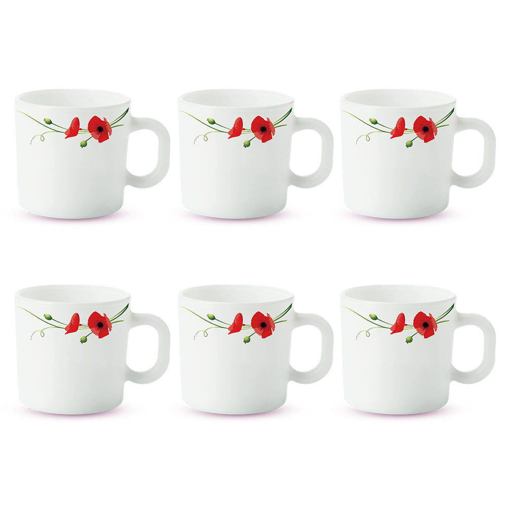 My Borosil Opalware Coffee Mugs & Travel Mugs Larah by Borosil Red Carnation Mug Set
