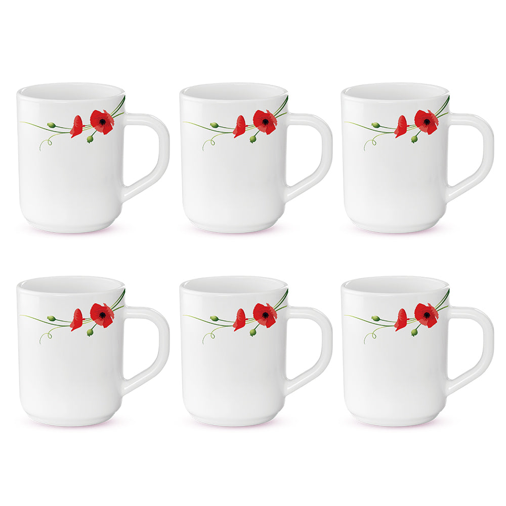 My Borosil Opalware Coffee Mugs & Travel Mugs Larah by Borosil Red Carnation Mug Set