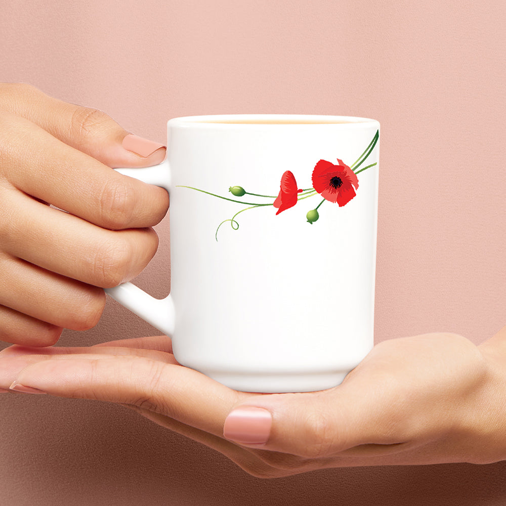 My Borosil Opalware Coffee Mugs & Travel Mugs Larah by Borosil Red Carnation Mug Set