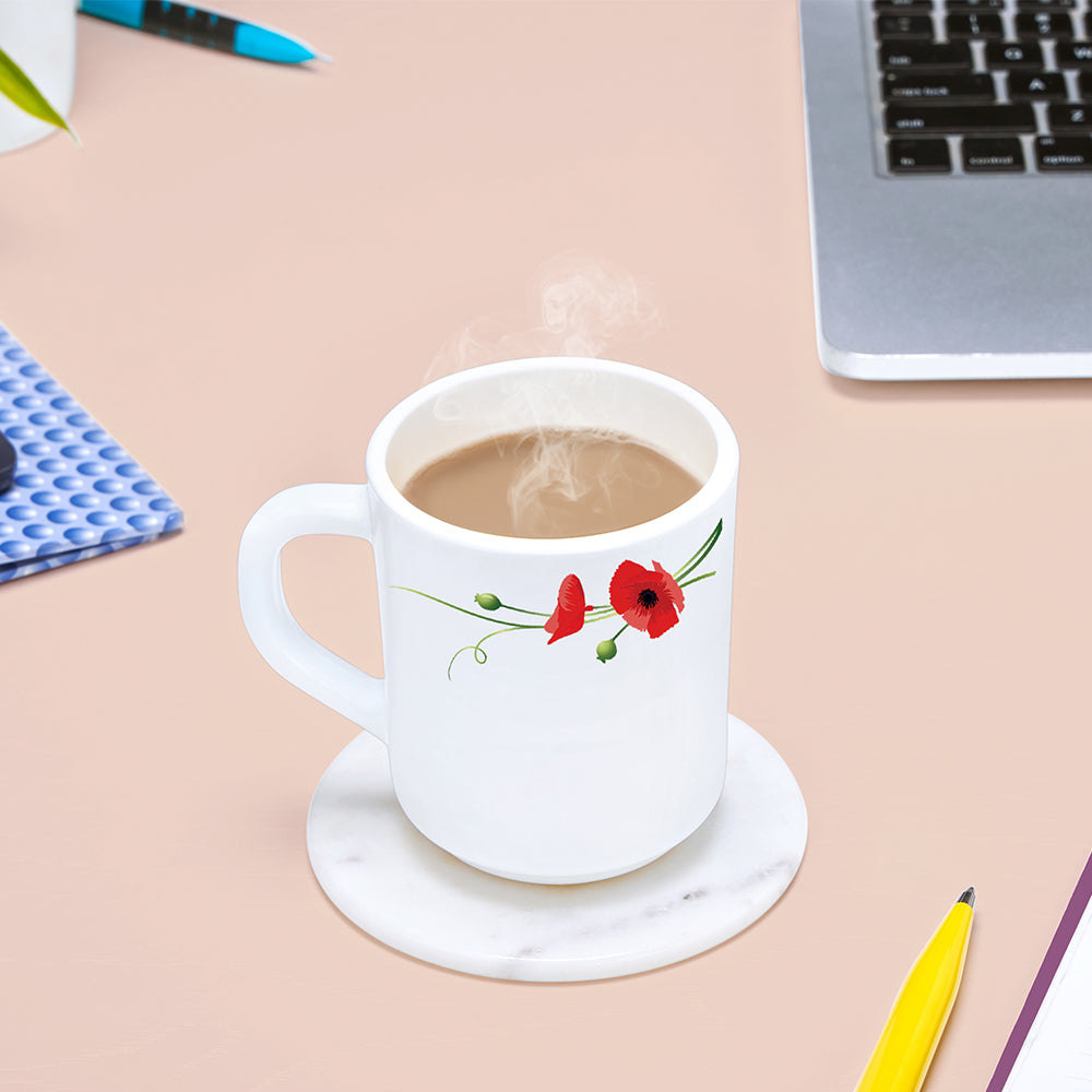 My Borosil Opalware Coffee Mugs & Travel Mugs Larah by Borosil Red Carnation Mug Set