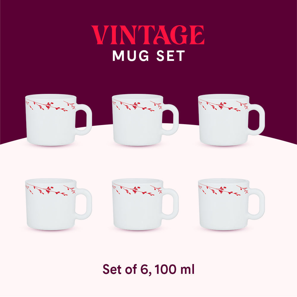 My Borosil Opalware Coffee Mugs & Travel Mugs Larah by Borosil Vintage Mug Set
