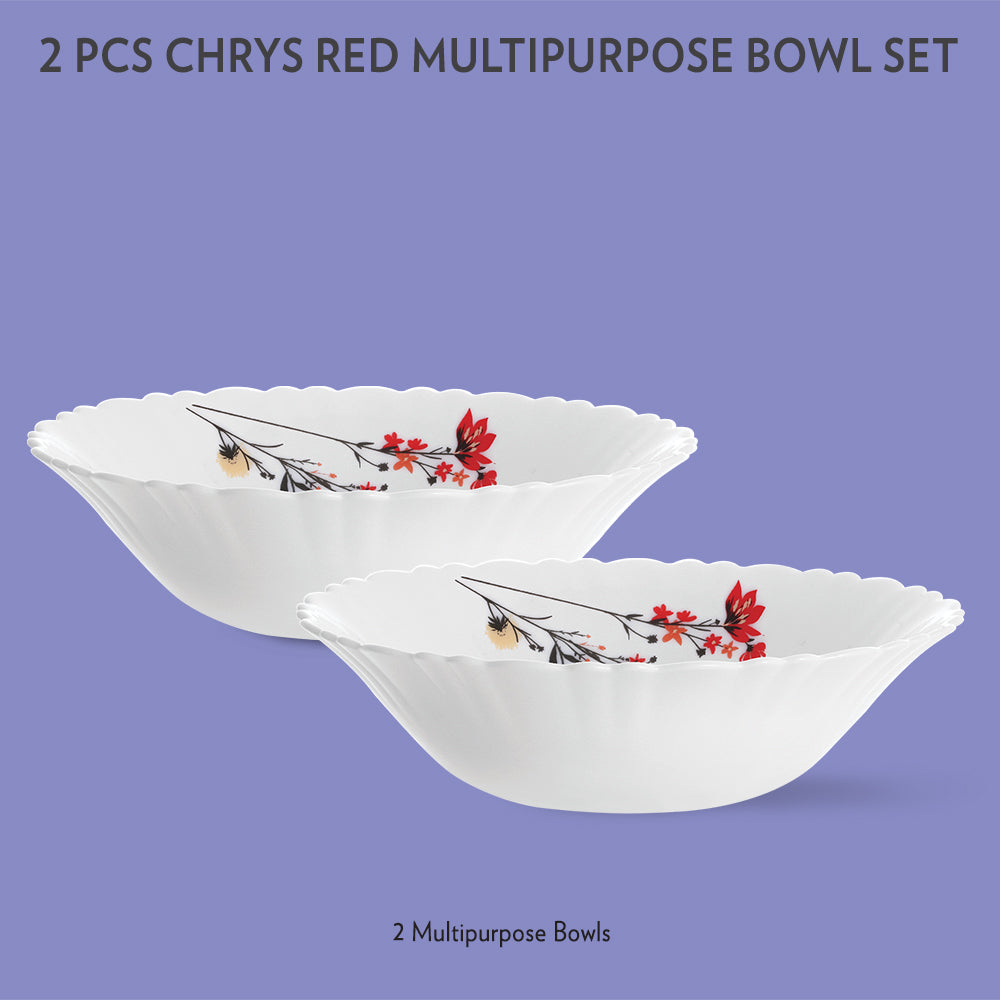 My Borosil Opalware Mixing & Serving Bowls 2 pc Set Chrys Red Multipurpose Bowl