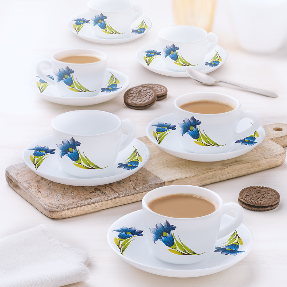My Borosil Opalware Tea Cups & Tea Sets 220 ml x 6 Nina Cup n Saucers Set