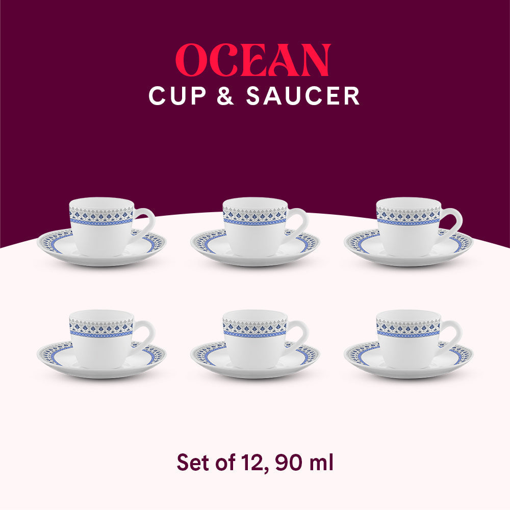 My Borosil Opalware Tea Cups & Tea Sets Larah by Borosil Ocean Cup n Saucers Set