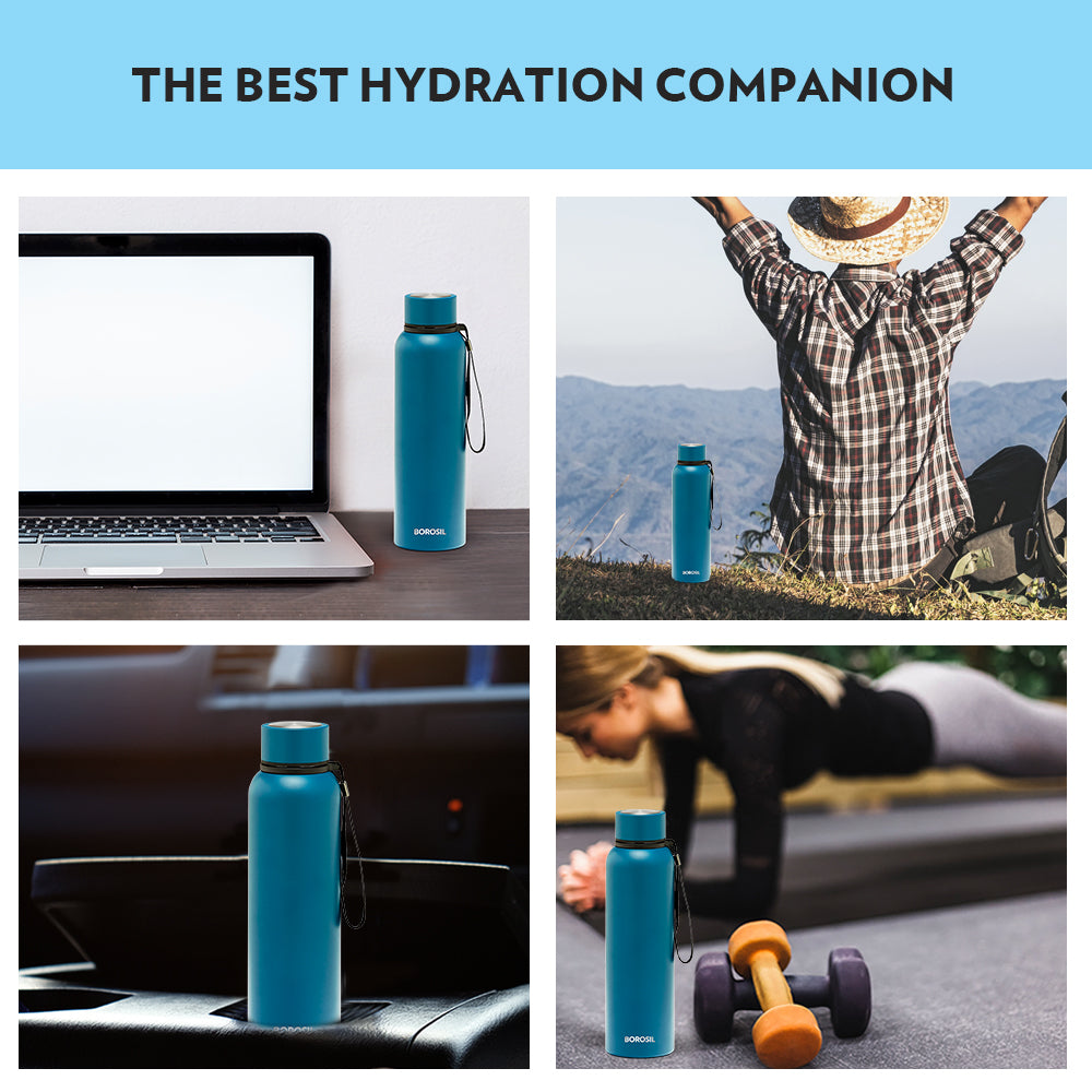 My Borosil Stainless Steel Bottles 700 ml Borosil Trek Teal Blue