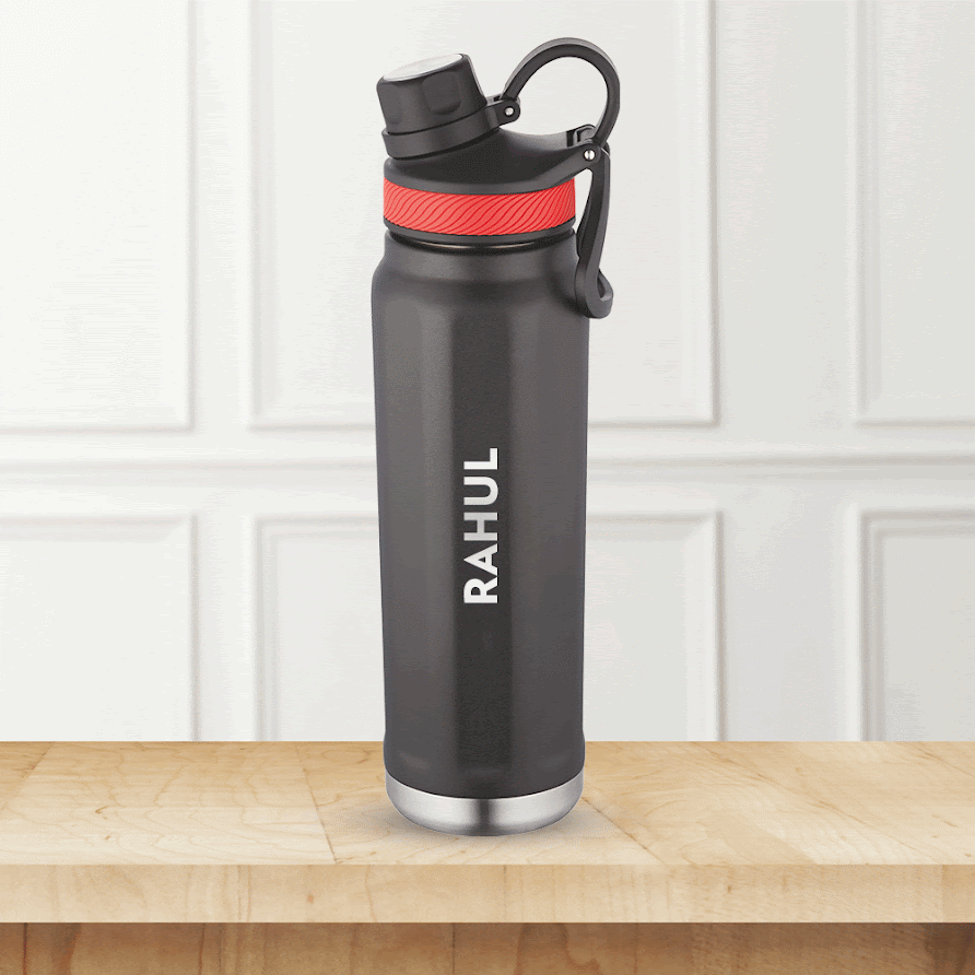 My Borosil Stainless Steel Bottles 710 ml Borosil SportSip Black Personalise
