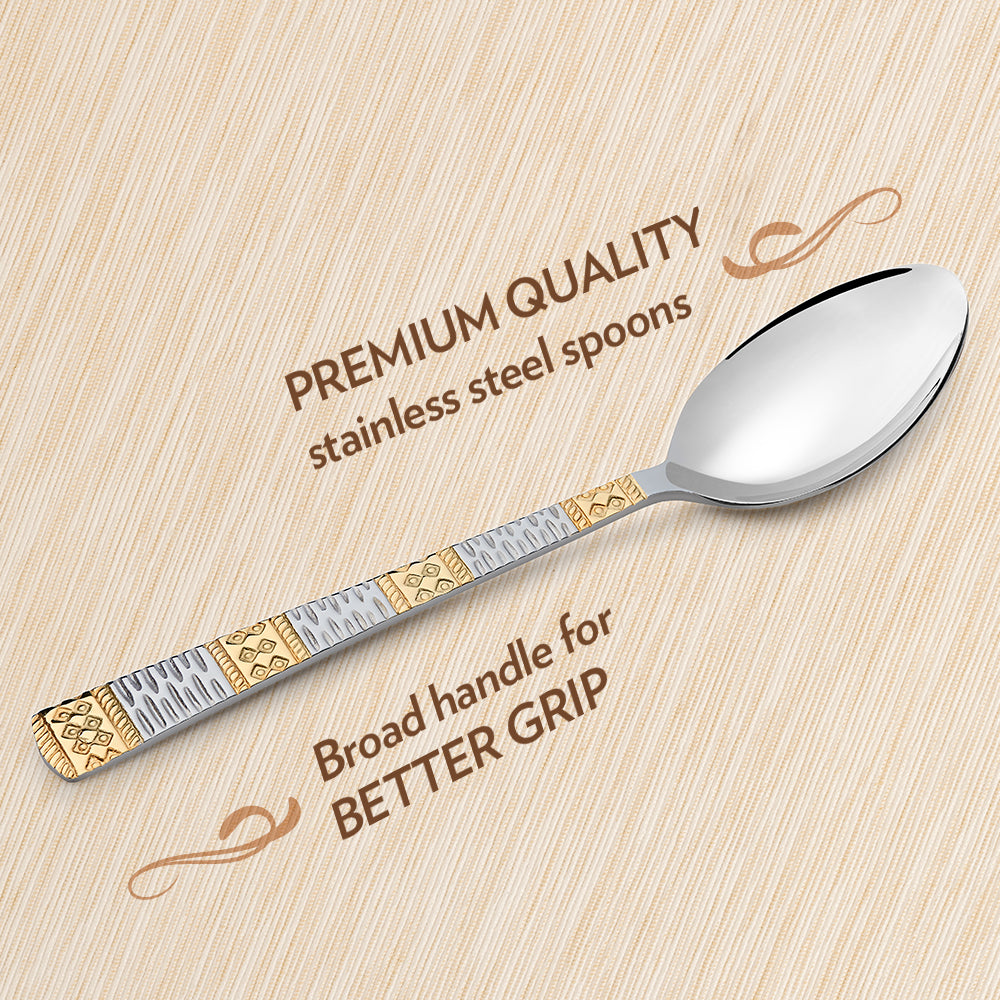 My Borosil Stainless Steel Cutlery Set of 6 - 13.5 cm Gold Tea Spoon, Set of 6