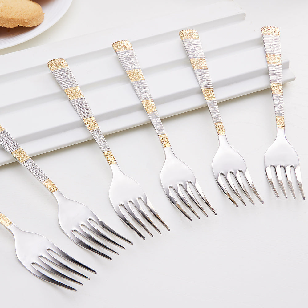 My Borosil Stainless Steel Cutlery Set of 6 - 18 cm Gold Dinner Fork, Set of 6