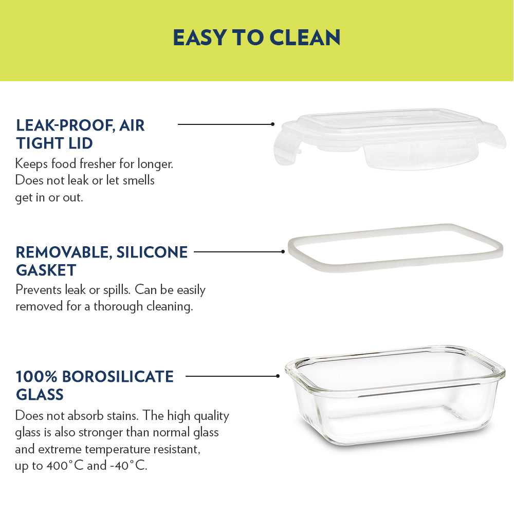My Borosil Storage Containers Klip n Store Rectangular Glass Container