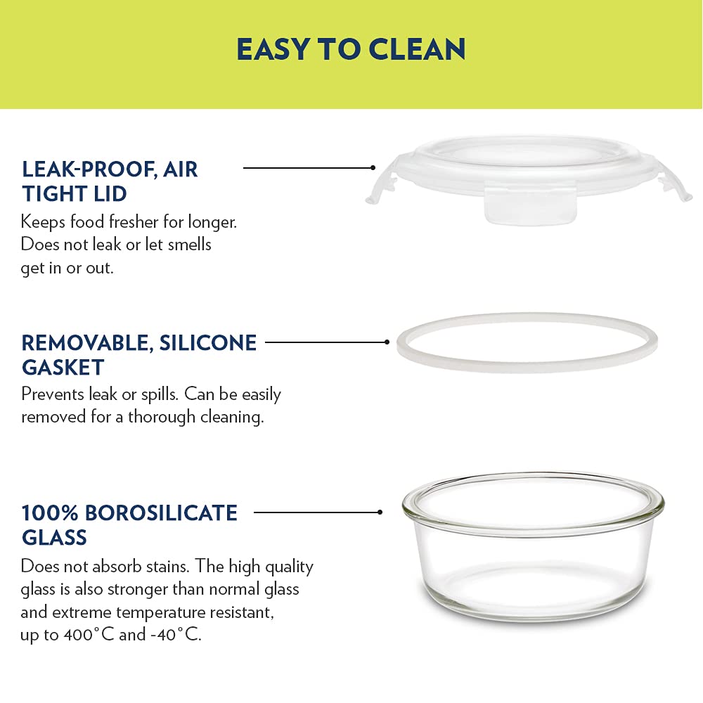 My Borosil Storage Containers Klip n Store Round Set of 2 Glass Container