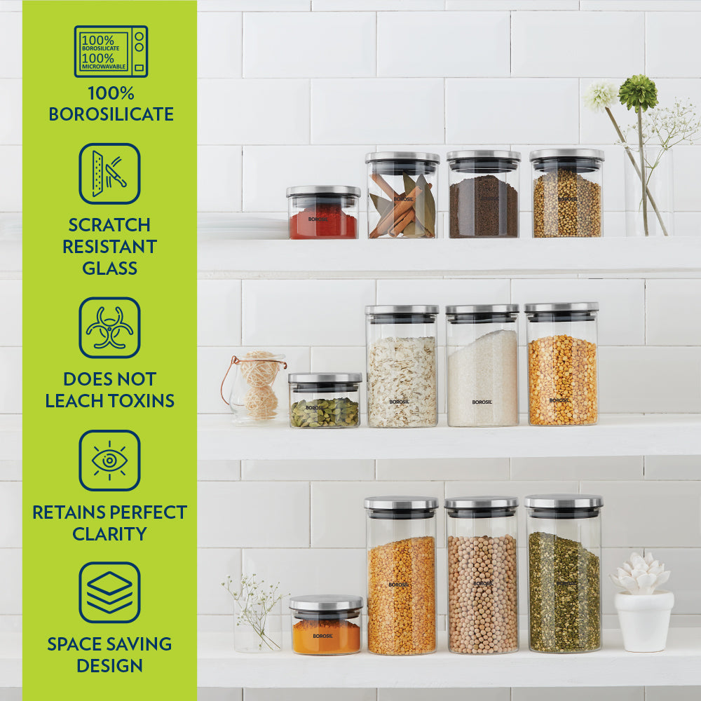 My Borosil Storage Jars 300 ml x 2 Classic Storage Jar Set of 2, 300 ml