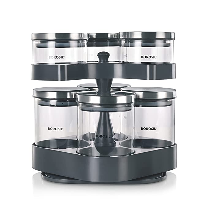 My Borosil Storage Jars Spin n Store Tray w 7 Classic Jars
