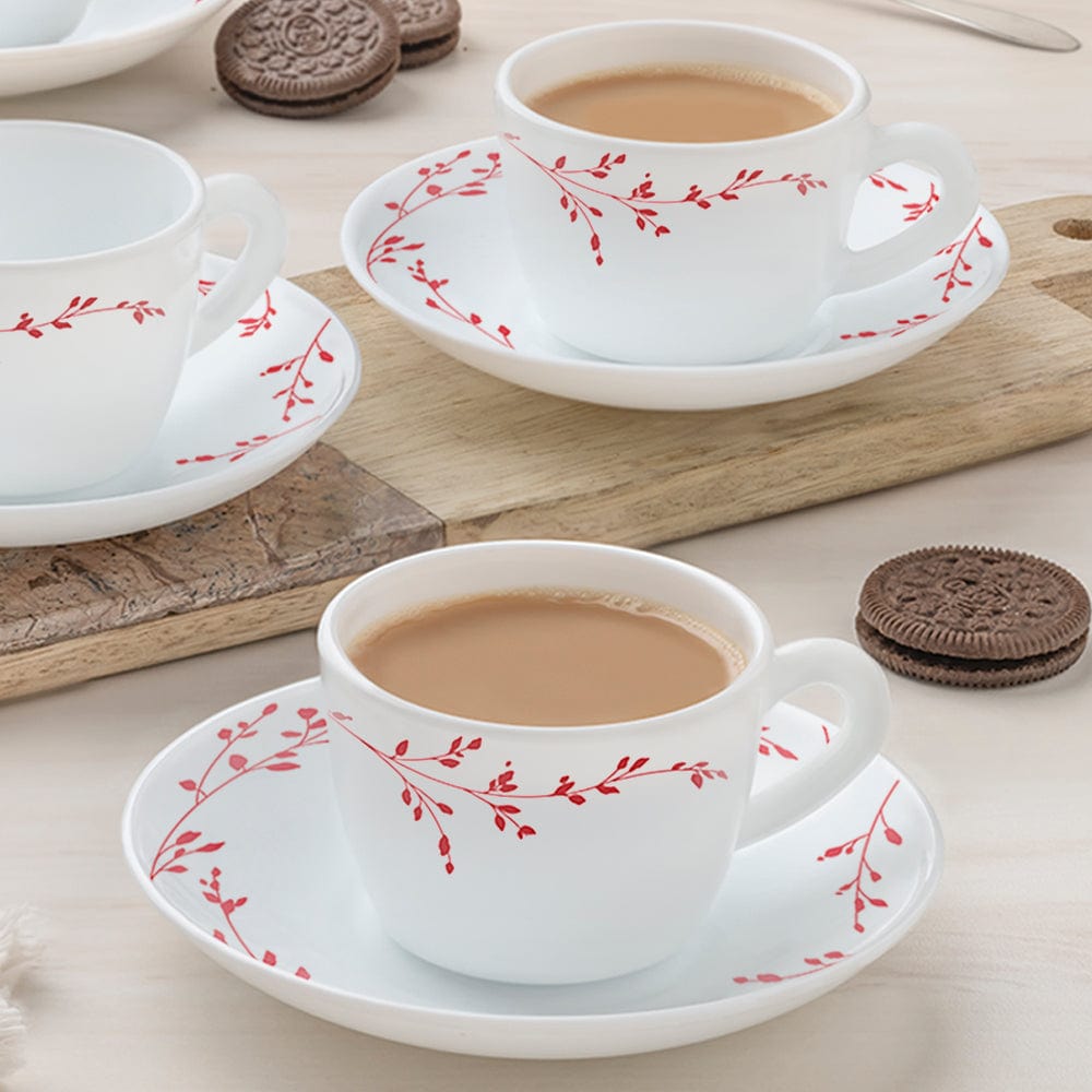 My Borosil Opalware Tea Cups & Tea Sets 140 ml x 4 Vintage Cup & Saucer Set