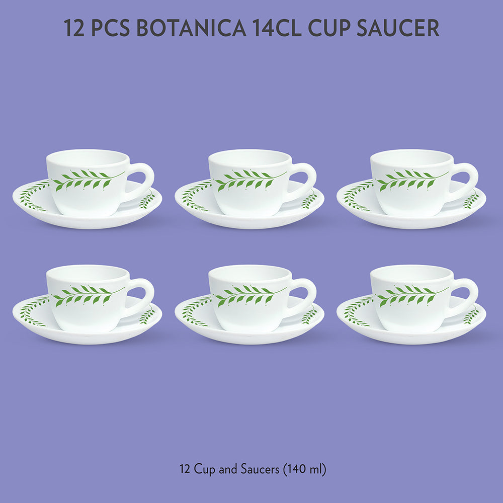 My Borosil Opalware Tea Cups & Tea Sets 140 ml x 6 Botanica Cup & Saucer Set