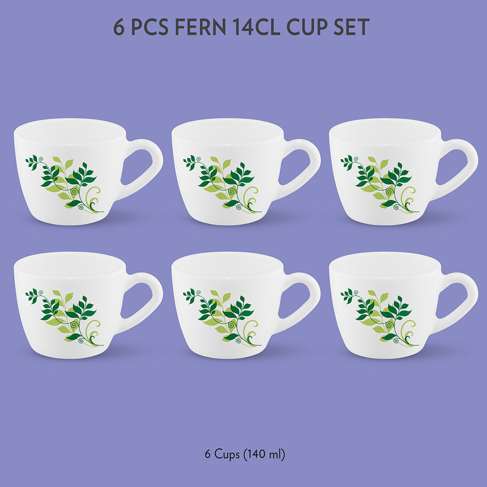 My Borosil Opalware Tea Cups & Tea Sets 140 ml x 6 Fern Cup Set
