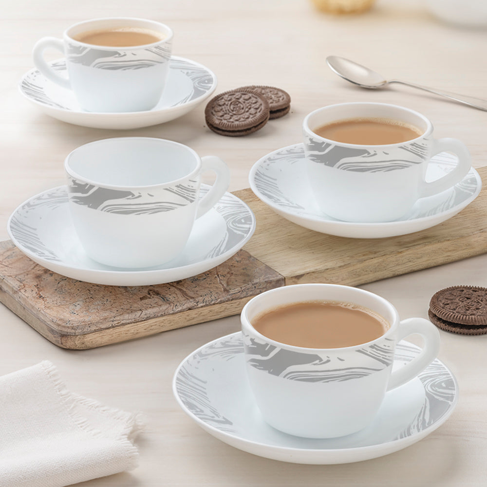 My Borosil Opalware Tea Cups & Tea Sets Marble Cup & Saucer Set