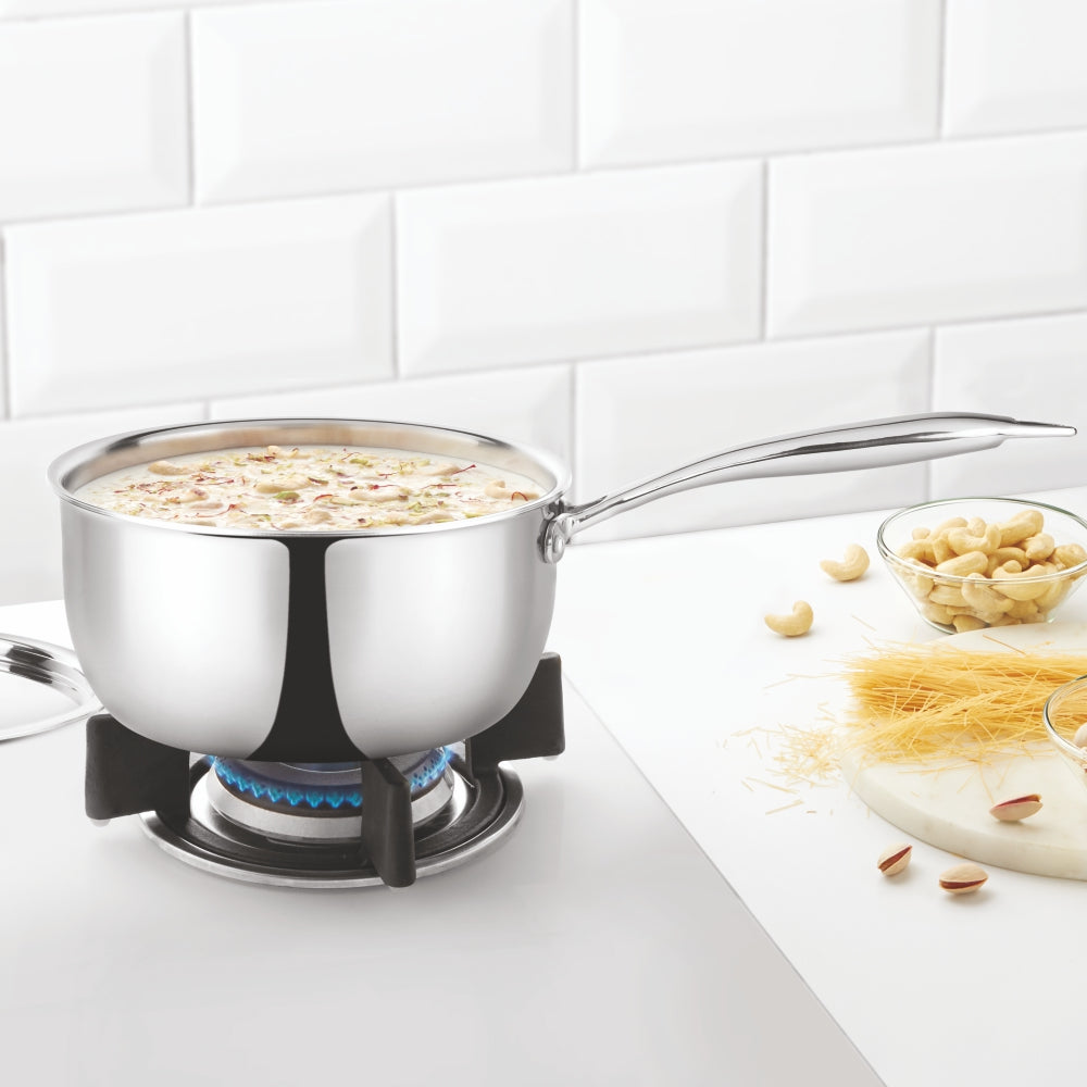 My Borosil Tope & Saucepans 1.6 L Cookfresh Triply Saucepan (Steel Handle)