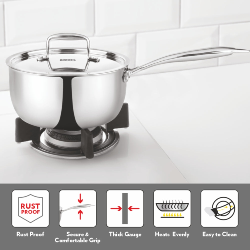 My Borosil Tope & Saucepans Cookfresh Triply Saucepan (Steel Handle)