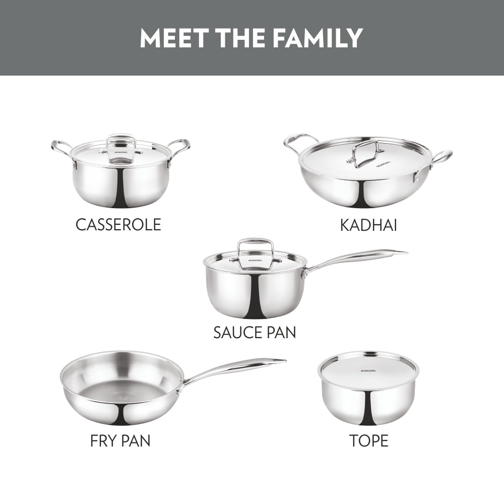 My Borosil Tope & Saucepans Cookfresh Triply Saucepan (Steel Handle)