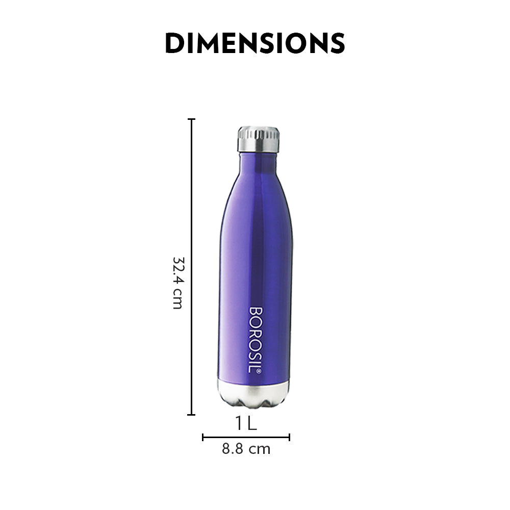 My Borosil Stainless Steel Bottles 1000 ml Bolt Trans Blue