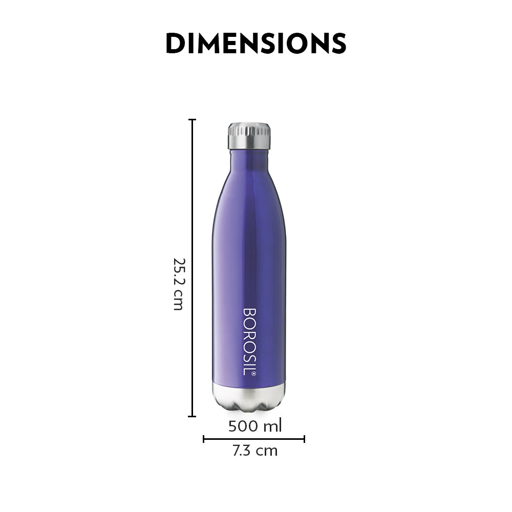 My Borosil Stainless Steel Bottles 500 ml Bolt Trans Blue