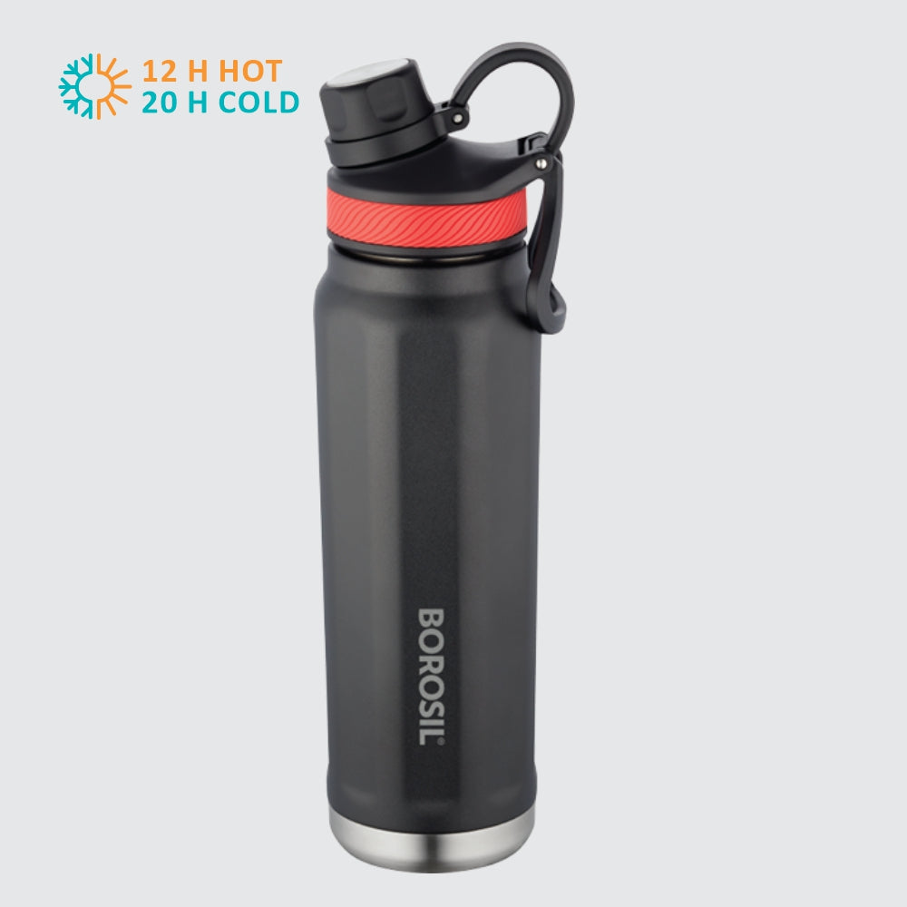 My Borosil Stainless Steel Bottles 710 ml SportSip Black