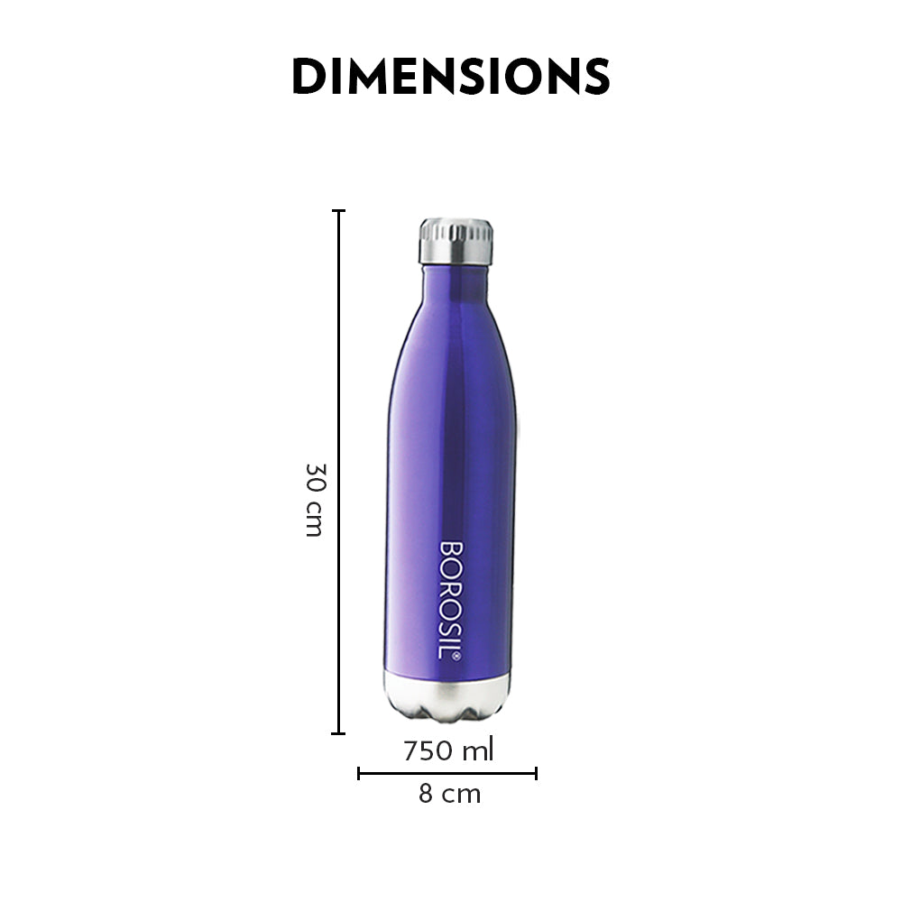 My Borosil Stainless Steel Bottles 750 ml Bolt Trans Blue