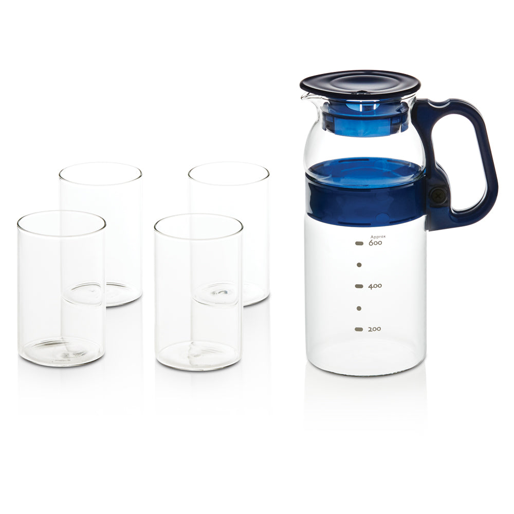 My Borosil Water & Juice Jugs 800 ml jug + 4 glasses Aqua Set with 800 ml Jug